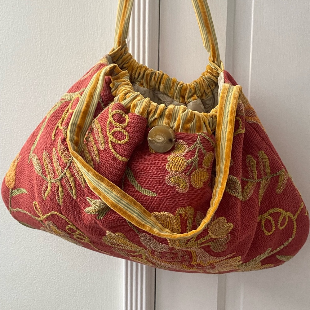 55C - Dorit Collection Drawstring Velvet Bucket Bag -inside packet Made in USA